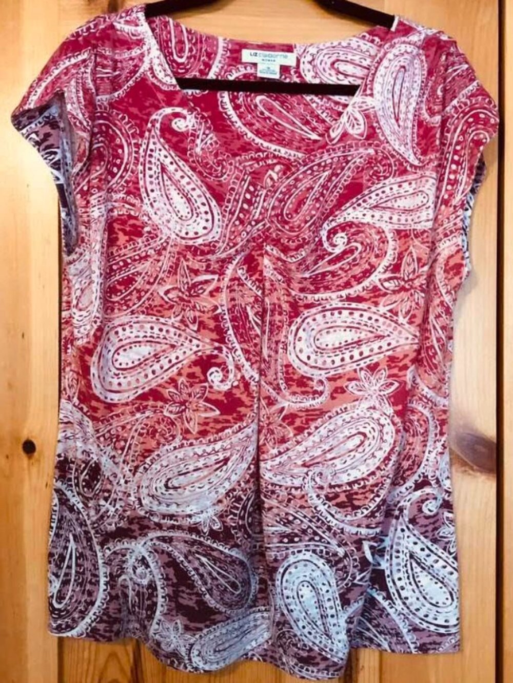 Liz Claiborne Woman Cap Sleeve Paisley Top 1X